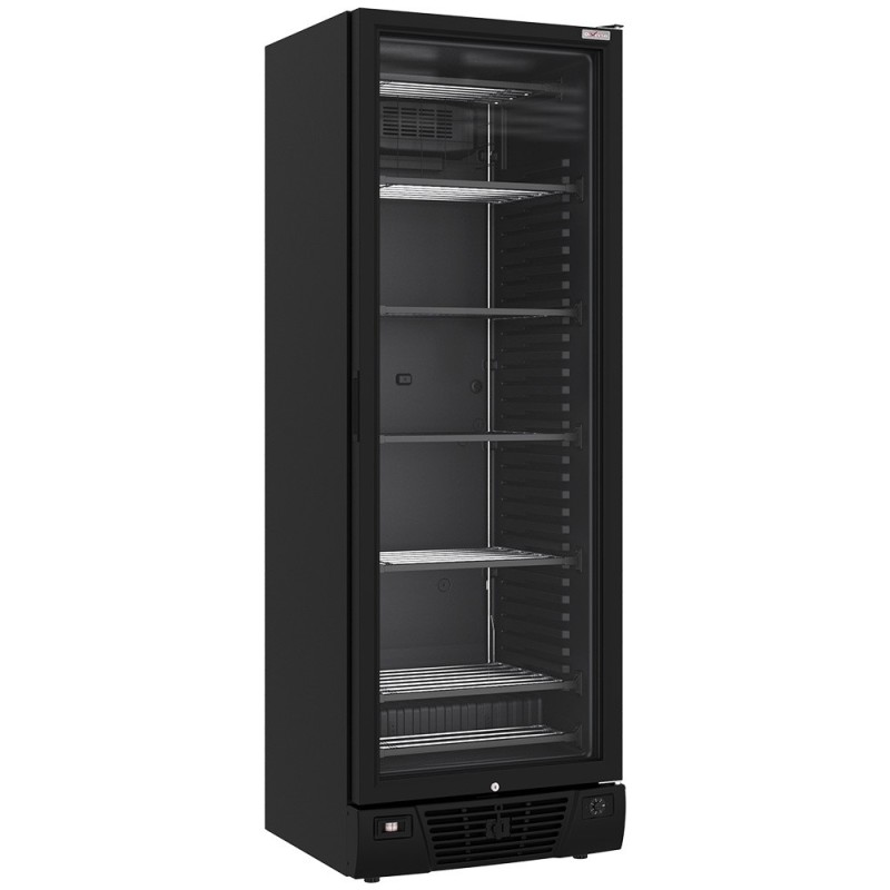 Vitrine ventilée négative vitrée 382 litres - 5 niveaux fixes - NOIRE