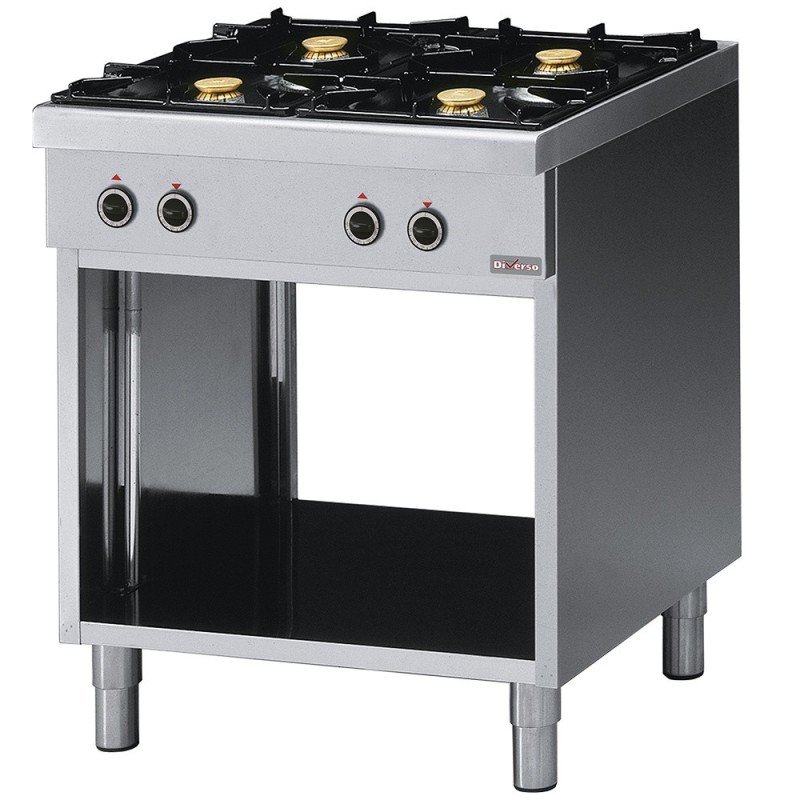 Fourneau 4 feux vifs sur armoire ouverte Fourneau 4 feux vifs sur armoire ouverte