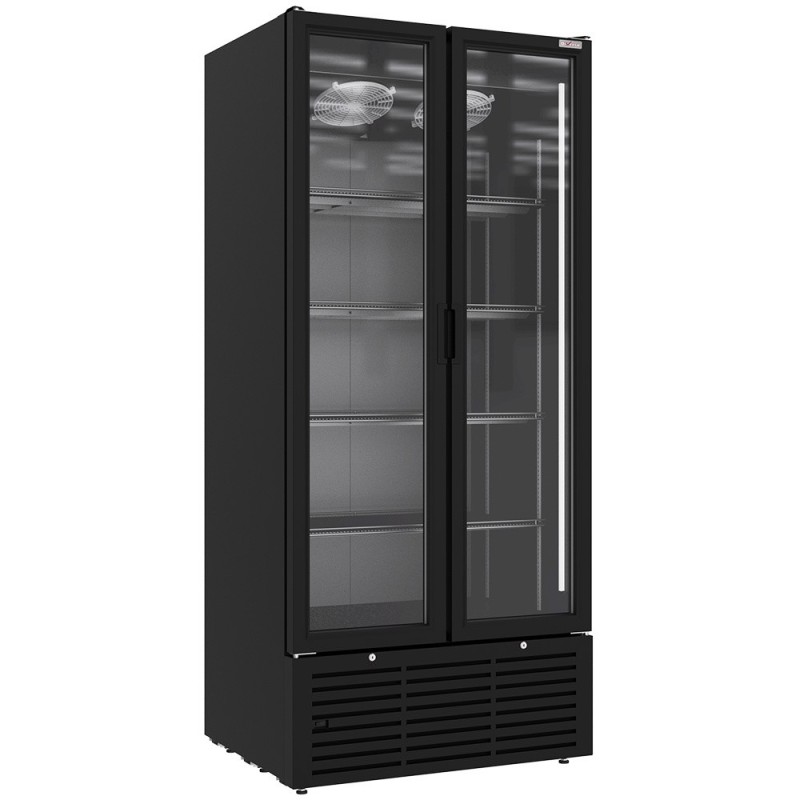 Vitrine ventilée positive 804 litres 2 portes battantes NOIRE