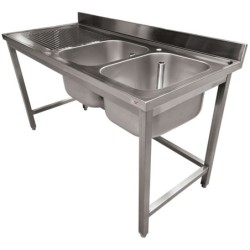 Plonge inox ECO 2 cuves égouttoir gauche sans tablette inférieure