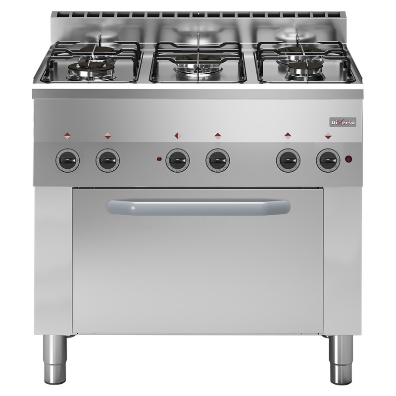 Fourneau 5 feux gaz four à convection électrique 4x GN 1/1 Fourneau 5 feux gaz four à convection électrique 4x GN 1/1