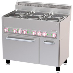 Fourneau 6 plaques électriques sur four à convection GN1/1 et armoire neutre