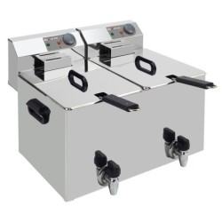 Friteuse de table électrique 2x 8 litres + robinet de vidange