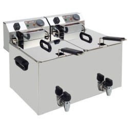 Friteuse de table électrique 2x 10 litres + robinet de vidange