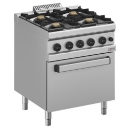 Fourneau gaz 4 feux vifs sur four gaz GN 2/1