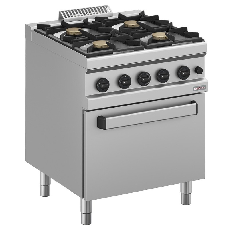 Fourneau gaz 4 feux vifs sur four gaz GN 2/1 Fourneau gaz 4 feux vifs sur four gaz GN 2/1