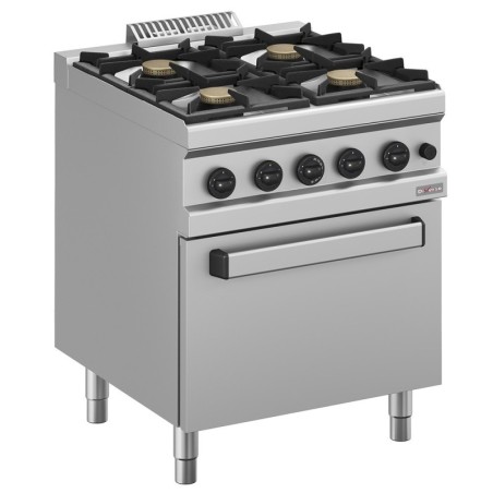 Fourneau gaz 4 feux vifs sur four gaz GN 2/1