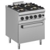Fourneau gaz 4 feux vifs sur four gaz GN 2/1