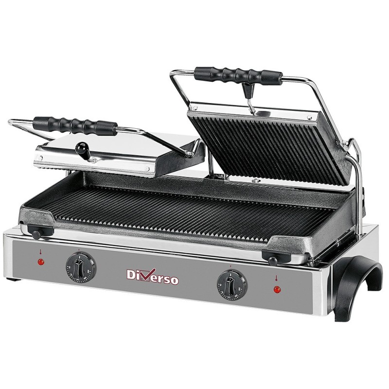 Grill panini électrique DOUBLE plaques rainurées Grill panini électrique DOUBLE plaques rainurées