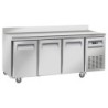 Table frigorifique ventilé 3 portes GN 1/1 avec dosseret sur roues 2 avec freins