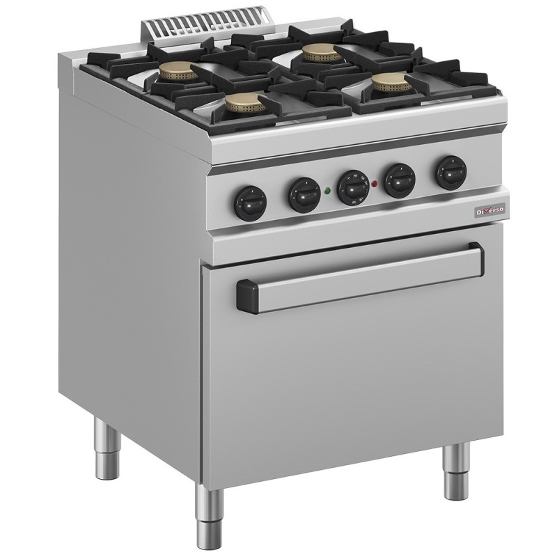 Fourneau gaz 4 feux four électrique à convection GN 1/1 Fourneau gaz 4 feux four électrique à convection GN 1/1