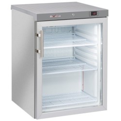 Frigo ventilé porte vitrée 200 Lit. acier inox