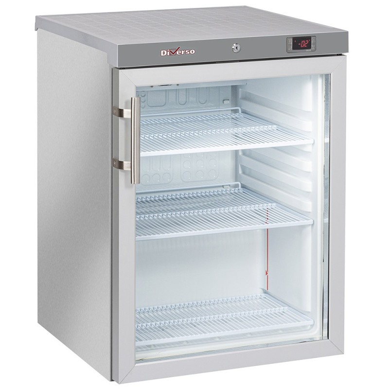 Frigo ventilé porte vitrée 200 Lit. acier inox Frigo ventilé porte vitrée 200 Lit. acier inox