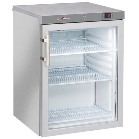 Frigo ventilé porte vitrée 200 Lit. acier inox