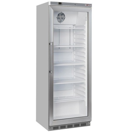 Armoire frigorifique porte vitrée ventilée 400 Lit. acier inox