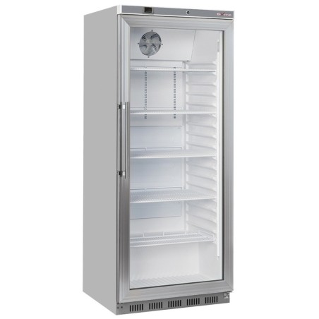 Armoire frigorifique GN 2/1 porte vitrée ventilée 600 Lit. acier inox