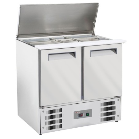 Saladette avec couvercle 2x GN1/1+3x GN 1/6-150 mm + reserve 2 portes GN 1/1