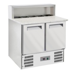 Table pizzas frigorifique 2 portes GN1/1 structure réfrigérée 5x GN1/6-150 mm