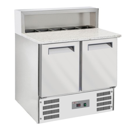 Table pizzas frigorifique 2 portes GN1/1 structure réfrigérée 5x GN1/6-150 mm