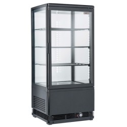 Vitrine de table ventilée 4 faces vitrées 4 niveaux 80 litres - "Noire"