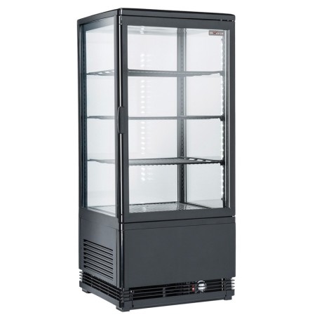 Vitrine de table ventilée 4 faces vitrées 4 niveaux 80 litres - "Noire"