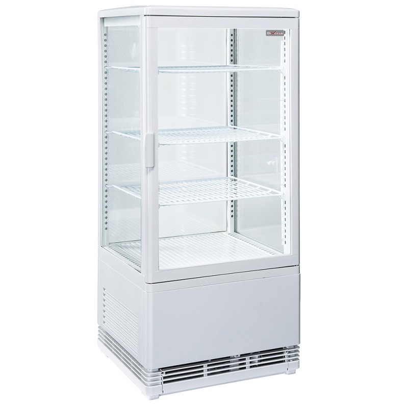 Vitrine de table ventilée 4 niveaux 4 faces vitrées 80 litres - BLANCHE Vitrine de table ventilée 4 niveaux 4 faces vitrées 80 litres - BLANCHE